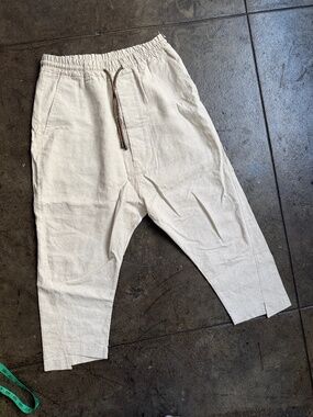 Vivienne Westwood Adjustable Waxed Linen Cropped Pants w/ Pirate Ankle